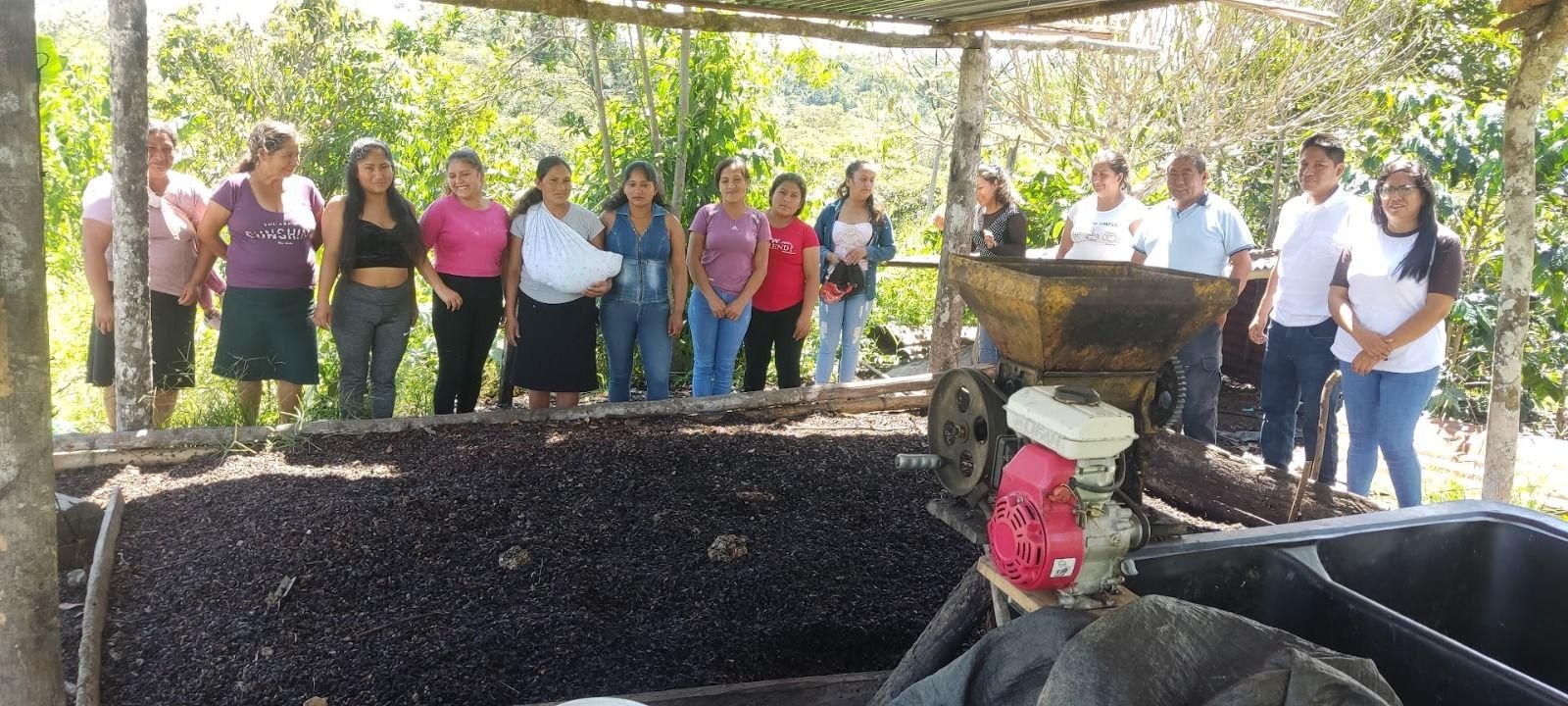 Socios trabajando en la planta de compostaje